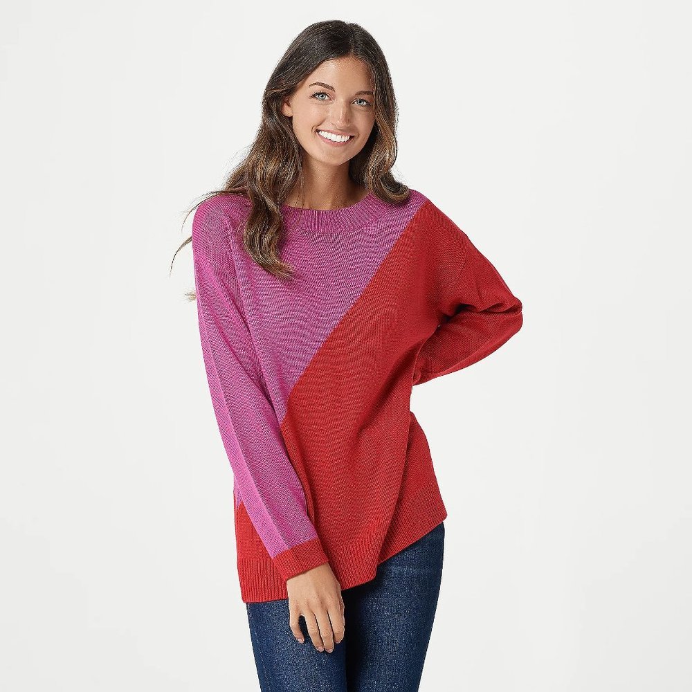 Laurie Felt Viscose Two-Tone Color Block Sweater - image 1